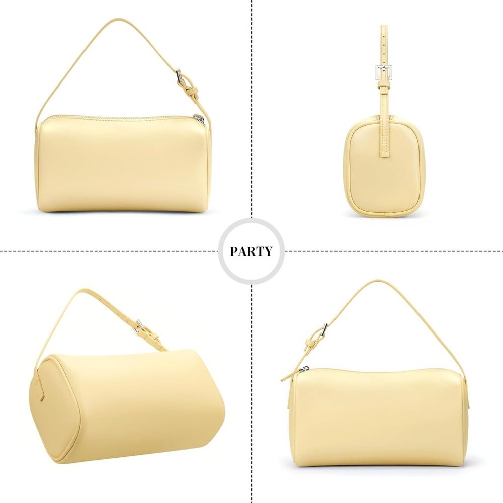 Women Baby Yellow Mini Crossbody  Vegan Leather HoboPurse with Adjustable Strap - Picture 7 of 7